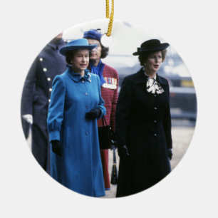 Ornamento De Cerâmica HM Queen Elizabeth II-Margaret Thatcher
