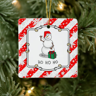 Ornamento De Cerâmica Ho Ho Feliz Papais noeis de Natal Bonito Snowman
