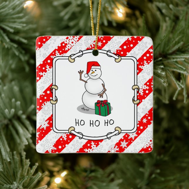 Ornamento De Cerâmica Ho Ho Feliz Papais noeis de Natal Bonito Snowman (Árvore)
