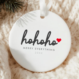 Ornamento De Cerâmica Ho Ho Ho Coração de Natal Moderno Minimalista