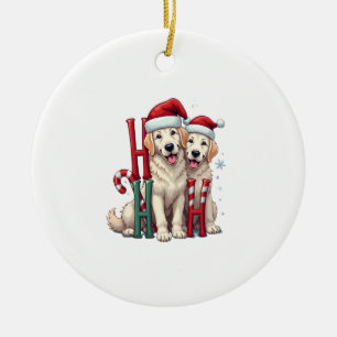 Ornamento De Cerâmica Ho Ho Ho Grande Amante de Cães Pirenéus Natal Papa