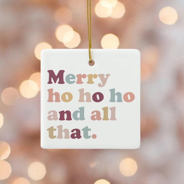 Ornamento De Cerâmica Ho Ho Ho Natal | Foto de Feriado Retroativo (Criador carregado)