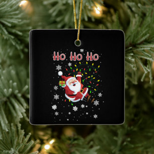 Ornamento De Cerâmica Ho Ho Ho Natal Luz Xmas Papais noeis Engraçados