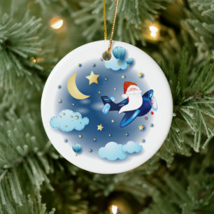 Ornamento De Cerâmica Ho ho ho! Papais noeis no avião