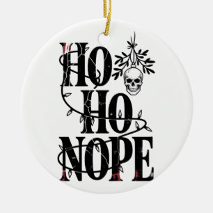Ornamento De Cerâmica "Ho Ho Não" Crânio Gótico Assustador Divertido