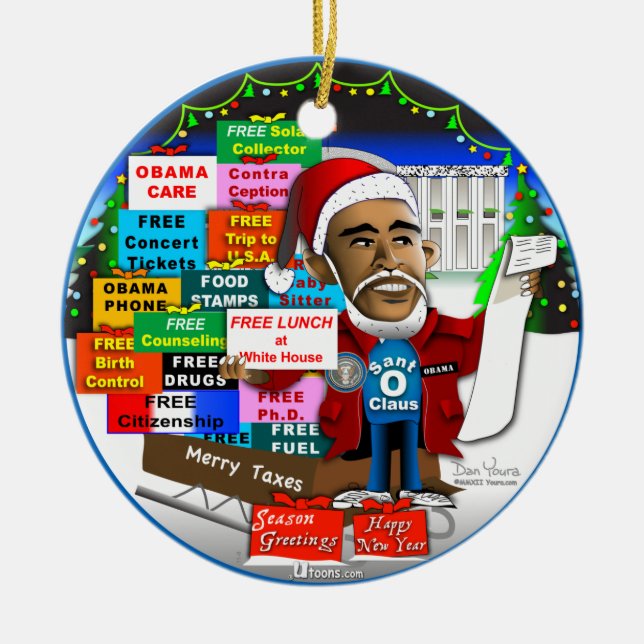 Ornamento De Cerâmica Ho Ho Obama (Frente)