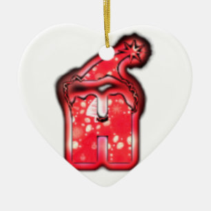 Ornamento De Cerâmica Ho Ho! Santa Claus Chapéu Feliz Estrela de Natal.p