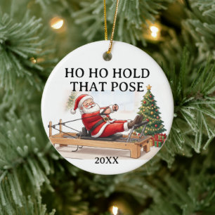Ornamento De Cerâmica Ho Ho Segure Essa Pose Funny Santa Pilates Natal