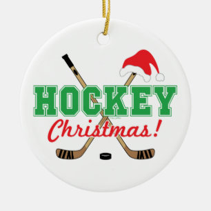 Ornamento De Cerâmica Hockey com palitos de Natal