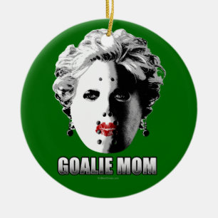 Ornamento De Cerâmica Hockey Goalie Mãe