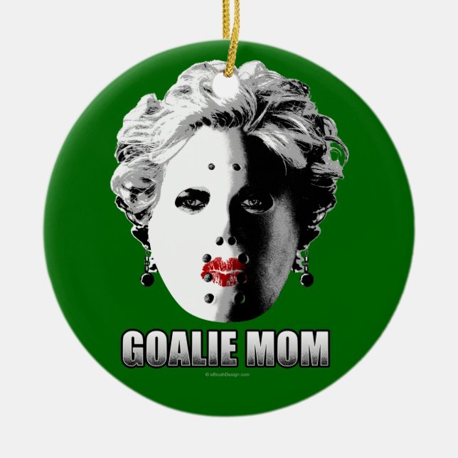 Ornamento De Cerâmica Hockey Goalie Mãe (Frente)