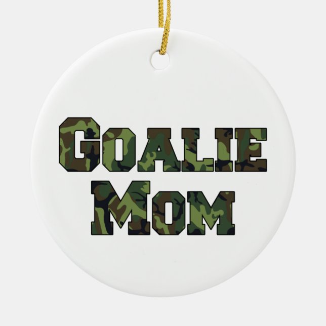 Ornamento De Cerâmica Hockey Goalie Mãe Camo Lettering (Frente)