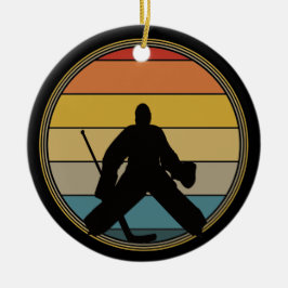Ornamento De Cerâmica Hockey Goalie Sunset Silhouette