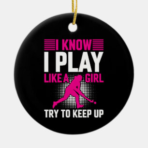 Ornamento De Cerâmica Hockey Play Like a Girl