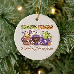 Ornamento De Cerâmica Hocus Pocus - Preciso De Café Para Focar