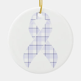 Ornamento De Cerâmica Hodgkin's Lymphoma Awareness Plaid Lavender Ribbon