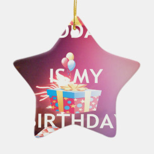 ORNAMENTO DE CERÂMICA HOJE É MEU ANIVERSÁRIO