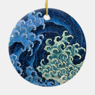 Ornamento De Cerâmica Hokusai Feminine Wave Japão Vintage Ocean