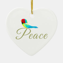 Ornamento De Cerâmica Holiday Heart Prayer of Peace
