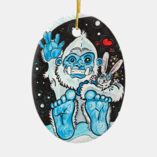 Ornamento De Cerâmica Holiday Hugs Yeti~ornamento