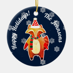 Ornamento De Cerâmica Holiday Raccoon