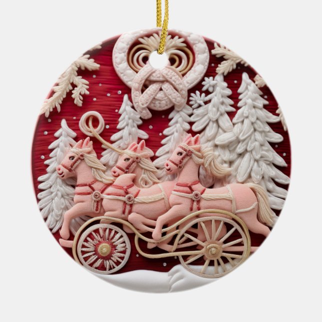 Ornamento De Cerâmica Holiday Sleigh Ride (Frente)