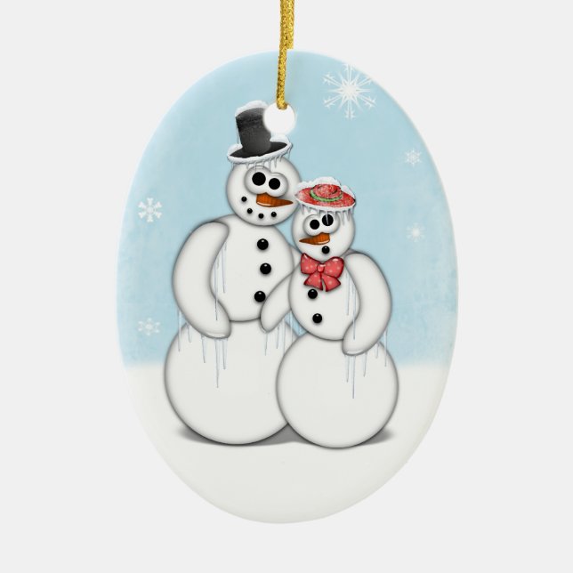 Ornamento De Cerâmica Holiday Snowman (Frente)