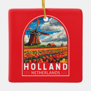 Ornamento De Cerâmica Holland Netherlands Viagem Art Vintage
