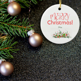 Ornamento De Cerâmica Holly Berries Merry