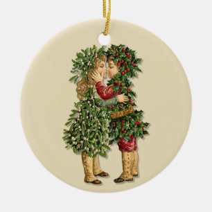 Ornamento De Cerâmica Holly e Mistletoe Kids Ornament