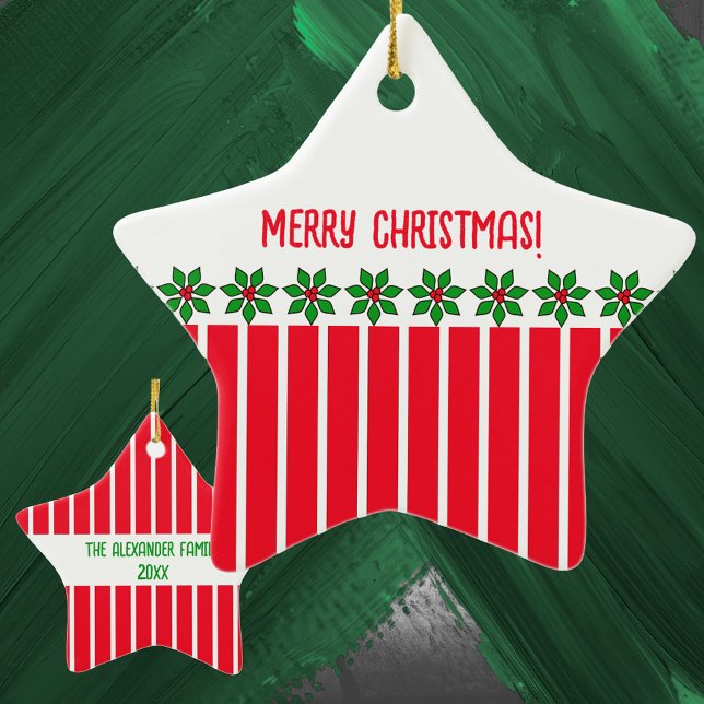 Ornamento De Cerâmica Holly e Stripes (Criador carregado)