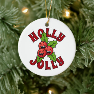 Ornamento De Cerâmica Holly Jolly Funny Rindo Holly Christmas