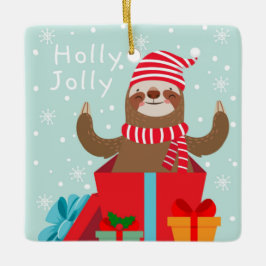 Ornamento De Cerâmica Holly Jolly Sloth