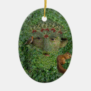 Ornamento De Cerâmica Holly King Green Man Pagan Wiccan