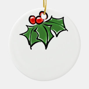 Ornamento De Cerâmica Holly Leaves, Holly berry, botânica de férias dive