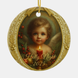 Ornamento De Cerâmica Holly Night 2025 – Angel Keepsake Ornament 