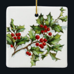 Ornamento De Cerâmica HollyBerries20150801<br><div class="desc">Gráfico de algumas amoras bonito e sagradas no olhar de vinheta</div>