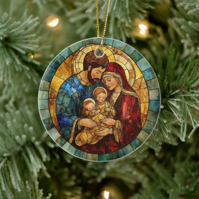 Ornamento De Cerâmica Holy Family Nativity Christmas Ornament (Árvore)