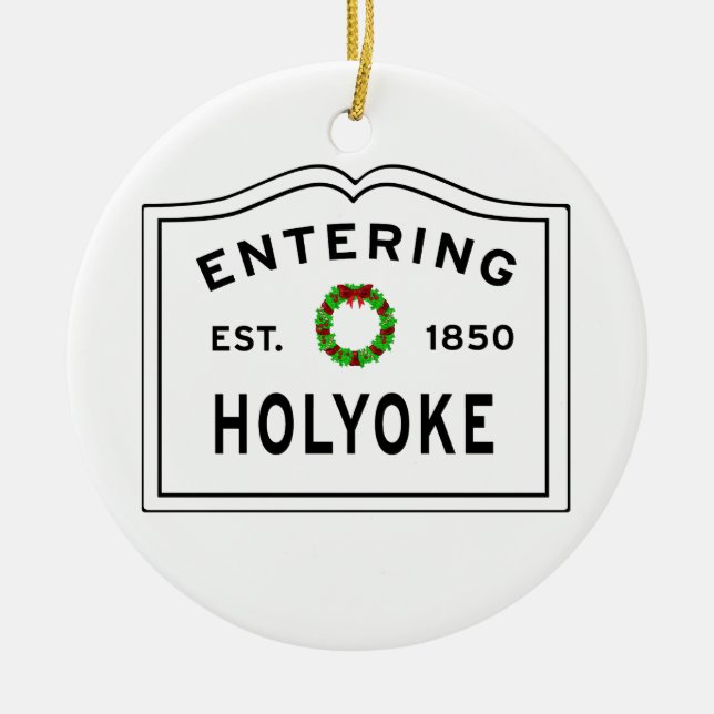 Ornamento De Cerâmica Holyoke, MÃE Holiday Wreath Metal Ornament (Frente)