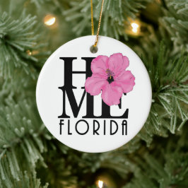 Ornamento De Cerâmica HOME Florida Pink Hibiscus