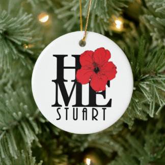Ornamento De Cerâmica HOME Stuart Florida Red Hibiscus