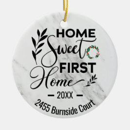 Ornamento De Cerâmica Home Sweet First Home 2022 Endereço Personalizado