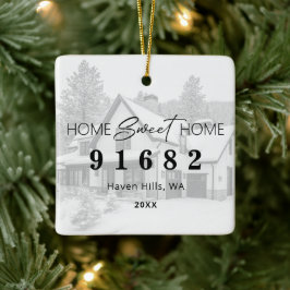 Ornamento De Cerâmica Home Sweet Home Photo Zip Code