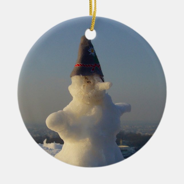 Ornamento De Cerâmica homem da neve (Frente)
