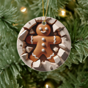 Ornamento De Cerâmica Homem de Biscoito de Gengibre Efeito 3D NÃO 3D Rea