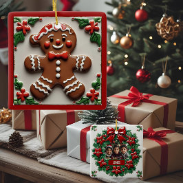 Ornamento De Cerâmica Homem de Natal em Biscoito de Gengibre Personalizá