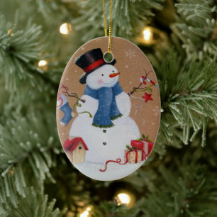 Ornamento De Cerâmica Homem de neve