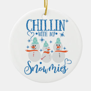 Ornamento De Cerâmica Homem de neve FILHO Com Neve Engraçado