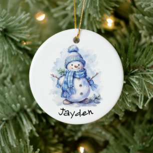 Ornamento De Cerâmica Homem de Neve Personalizado