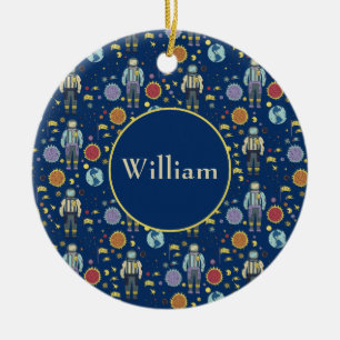 Ornamento De Cerâmica Homem do Espaço Astrounaut Personalizado Colorido